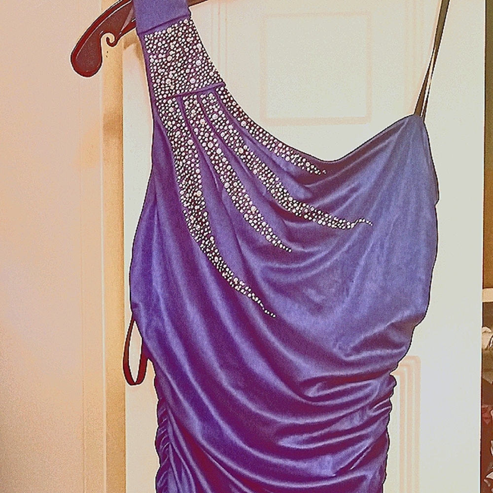 Royal blue ruched mini dress